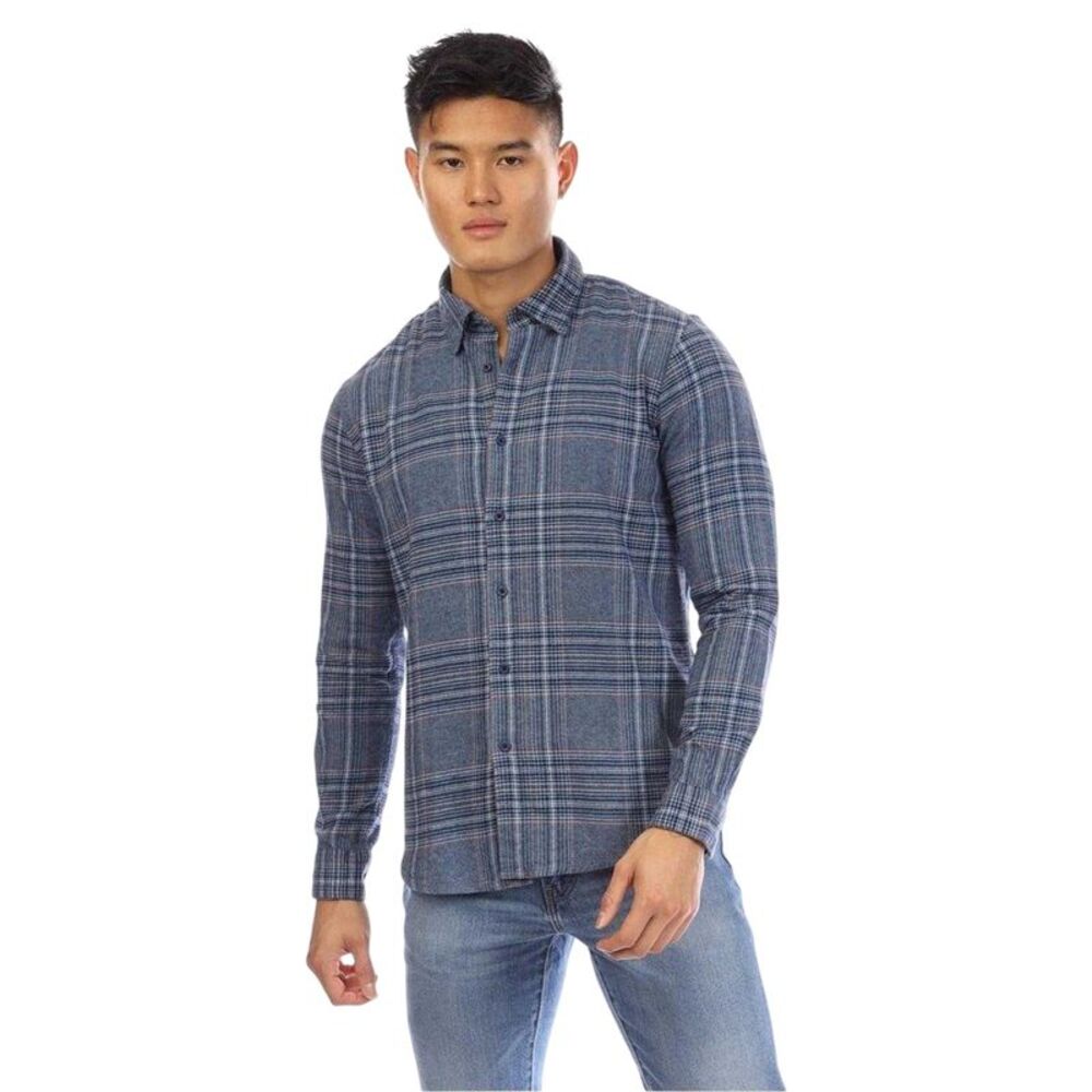 Peter Werth Mens Plaid Long-Sleeved Shirt / Blue